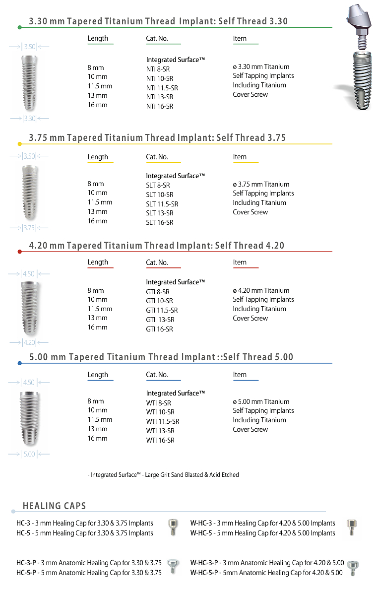 TAPERED SELF THREAD™ - Internal Hex Thread Implants