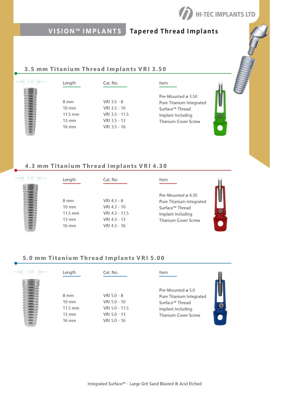 VISION™ - Tapered Thread Implants